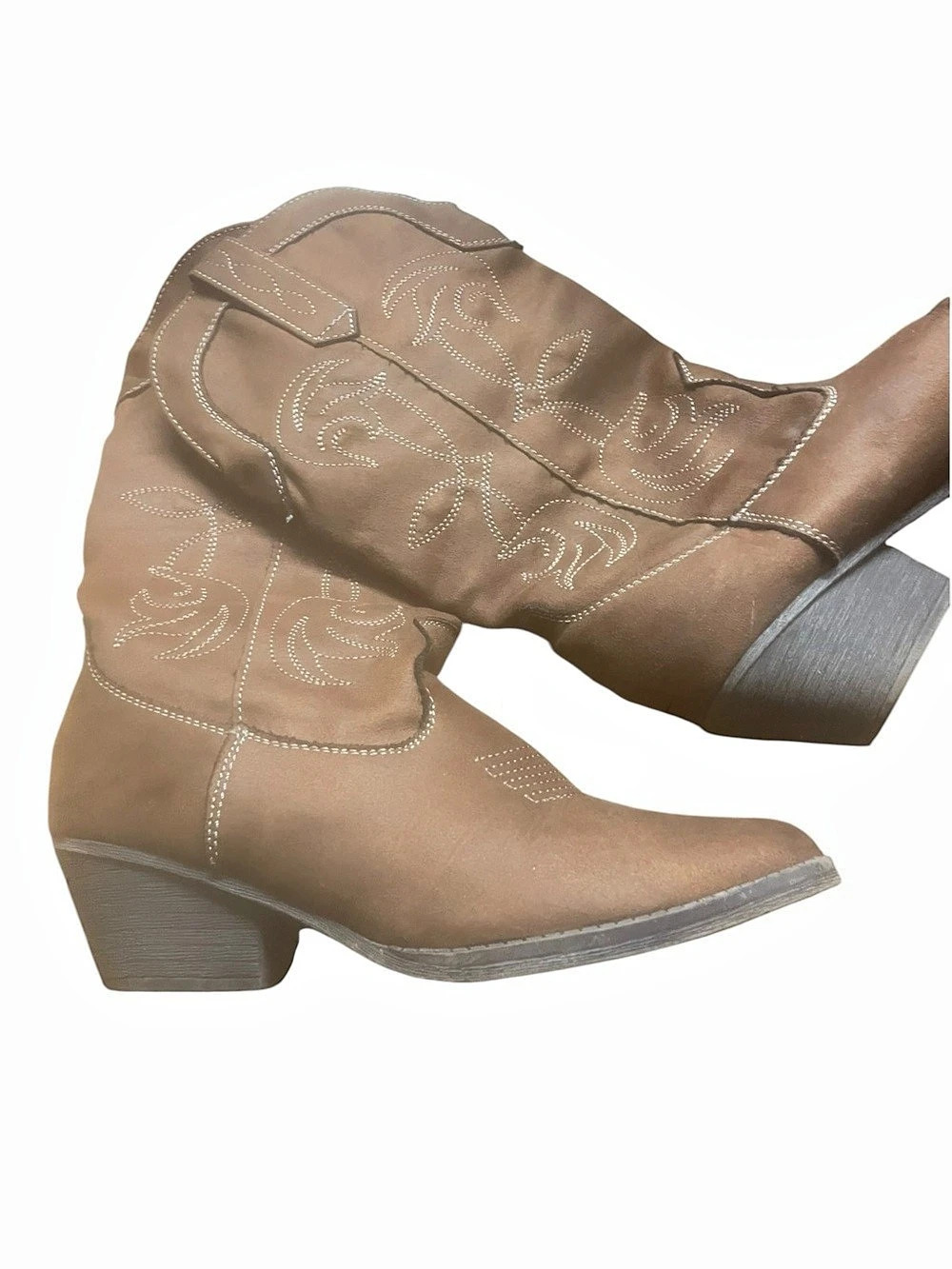 Rampage size 7 Embroidered Brown Heeled Boots Like New